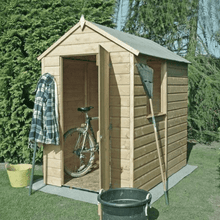 Load image into Gallery viewer, Shiplap 6ft x 4ft Single Door Apex Shetland Shed (Pressure Treated) - Shire
