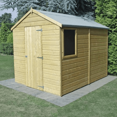 Shiplap 8ft x 6ft Single Door Apex Shed w/ Window (Pressure Treated) - Shire