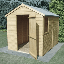 Load image into Gallery viewer, Shiplap 8ft x 6ft Single Door Apex Shed w/ Window (Pressure Treated) - Shire
