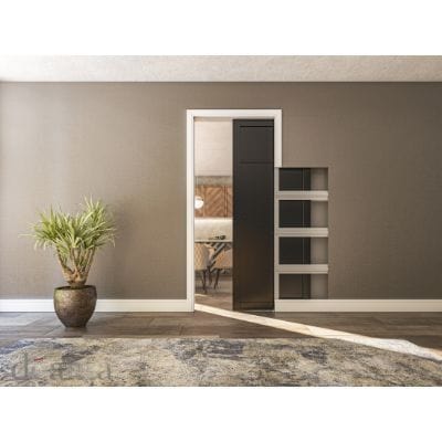 Single Door Sliding Kit + Handle & Doorjamb 125mm White Frame + Satin Chrome Hardware - All Sizes - Deanta