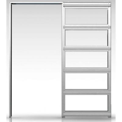 Single Door Sliding Kit + Handle & Doorjamb 100mm White Frame + Black Hardware - All Sizes - Deanta