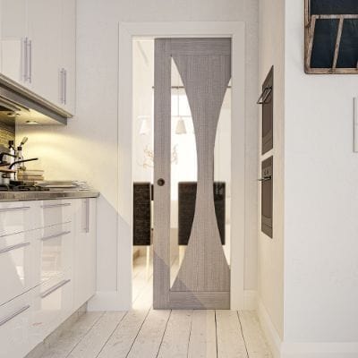 Sorrento Light Grey Ash Glazed Internal Door - All Sizes - Deanta