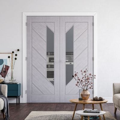 Torino Light Grey Ash Glazed Internal Door - All Sizes - Deanta