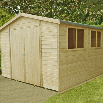 Premium Handmade Double Door Workspace Shed w/ Windows - All Sizes - Shire