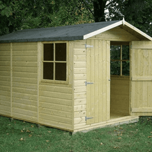 Load image into Gallery viewer, Shiplap 7ft x 10ft Double Door Apex Guernsey Shed w/ Window - Shire
