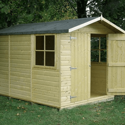 Shiplap 7ft x 10ft Double Door Apex Guernsey Shed w/ Window - Shire