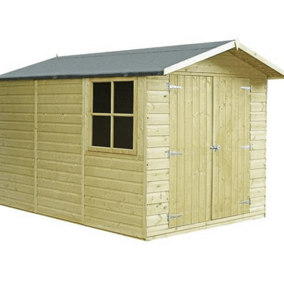 Shiplap 7ft x 10ft Double Door Apex Guernsey Shed w/ Window (Pressure Treated) - Shire