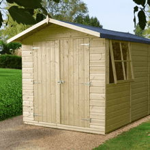 Load image into Gallery viewer, Shiplap 7ft x 10ft Double Door Apex Guernsey Shed w/ Window - Shire
