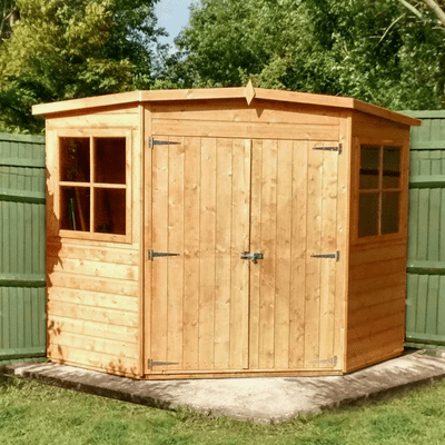 Shiplap 10ft x 10ft Double Door Premium Corner Shed w/ Windows - Shire