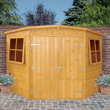 Load image into Gallery viewer, Shiplap Double Door Corner Shed w/ Windows - All Sizes - Shire
