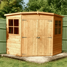 Load image into Gallery viewer, Shiplap Double Door Corner Shed w/ Windows - All Sizes - Shire
