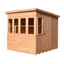 Load image into Gallery viewer, Single Door Sun Pent Potting Shed with Bench w/ Windows - All Sizes - Shire
