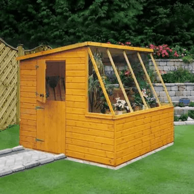 Single Door Iceni Potting Shed with Bench w/ Windows - All Sizes - Shire