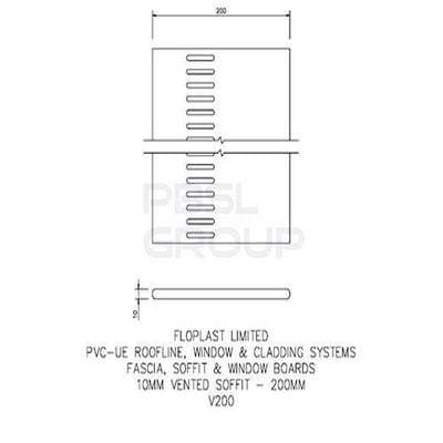 Vented Soffit Board Black Ash Woodgrain 10mm x 5m - All Heights - Floplast Fascia Board
