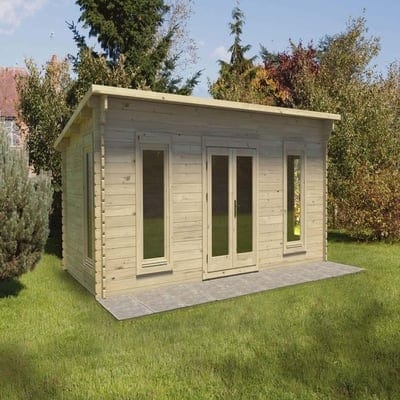 Forest Arley 6m x 3m Cabin - Pent Roof, Double Glazed 24kg Polyester Felt, No Underlay