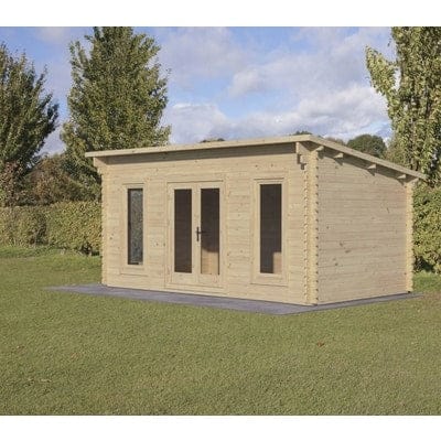 Forest Elmley 5m x 3m Log Cabin - Pent Roof, Double Glazed 24kg Polyester Felt, No Underlay - Forest Garden