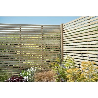 Forest 6ft x 5ft Pressure Treated Contemporary Slatted Fence Panel - Forest Garden