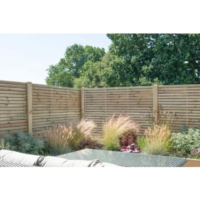 Forest 6ft x 5ft Pressure Treated Contemporary Double Slatted Fence Panel - Forest Garden
