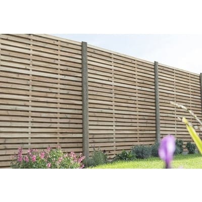 Forest 6ft x 6ft Pressure Treated Contemporary Double Slatted Fence Panel - Forest Garden