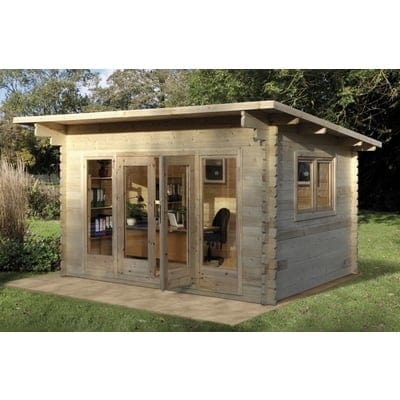 Forest Melbury 4m x 3m Log Cabin - Pent Roof, Single Glazed 24kg Polyester Felt, No Underlay - Forest Garden