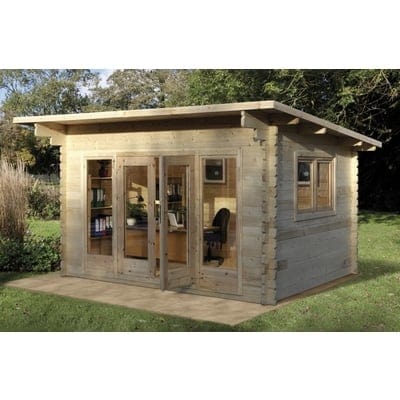 Forest Melbury 4m x 3m Log Cabin - Pent Roof, Double Glazed Polyester Felt, Plus Underlay - Forest Garden