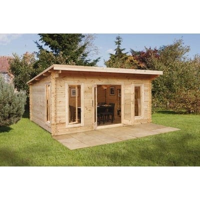 Forest Mendip 5m x 4m Log Cabin - Pent Roof, Double Glazed, Polyester Felt, Plus Underlay - Forest Garden