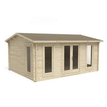 Load image into Gallery viewer, Forest Rushock 5m x 4m Log Cabin - Apex Roof, Double Glazed 24kg Polyester Felt, No Underlay - Forest Garden
