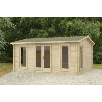 Forest Rushock 5.0m x 4.0m Log Cabin - Apex Roof, Double Glazed with Felt Shingles, Plus Underlay - Forest Garden