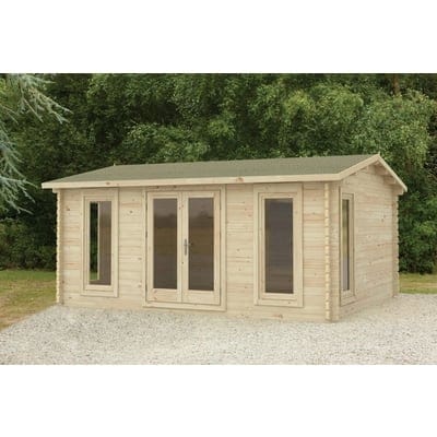 Forest Rushock 5.0m x 4.0m Log Cabin - Apex Roof, Double Glazed Polyester Felt, Plus Underlay - Forest Garden