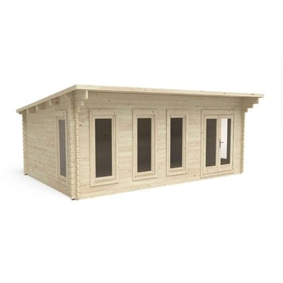 Forest Wolverley 6.0m x 4.0m Log Cabin - Pent Roof, Double Glazed 24kg Polyester Felt, No Underlay - Forest Garden