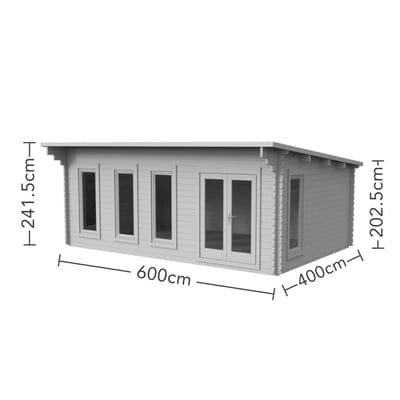 Forest Wolverley 6.0m x 4.0m Log Cabin - Pent Roof, Double Glazed 24kg Polyester Felt, No Underlay - Forest Garden