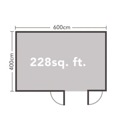 Forest Wolverley 6.0m x 4.0m Log Cabin - Pent Roof, Double Glazed 24kg Polyester Felt, No Underlay - Forest Garden