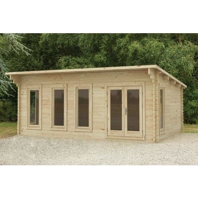 Forest Wolverley 6.0m x 4.0m Log Cabin - Pent Roof, Double Glazed 24kg Polyester Felt, No Underlay - Forest Garden