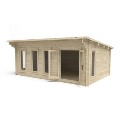Forest Wolverley 6.0m x 4.0m Log Cabin - Pent Roof, Double Glazed 24kg Polyester Felt, No Underlay - Forest Garden