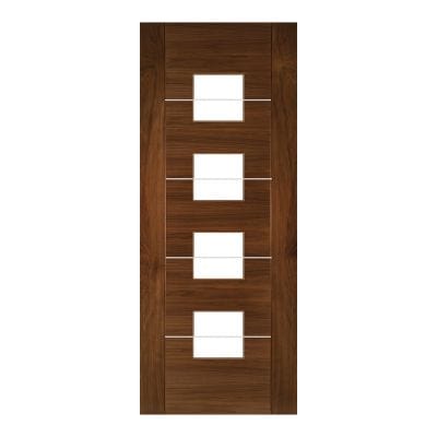 Valencia Prefinished Walnut Glazed Internal Door - All Sizes - Deanta