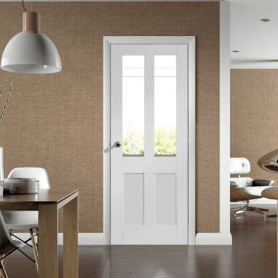 Malton Shaker Internal White Primed Door with Clear Glass - XL Joinery