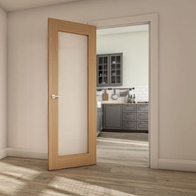 Walden Unfinished Oak Frosted Glaze Internal Door - All Sizes - Deanta