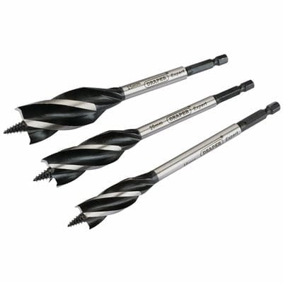 Draper 4 Fluted Auger Bit Set x 165mm (3 Piece) - Draper