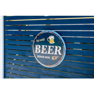 Metal Bar Sign 'ICE COLD BEER SERVED HERE' - The Garden Village