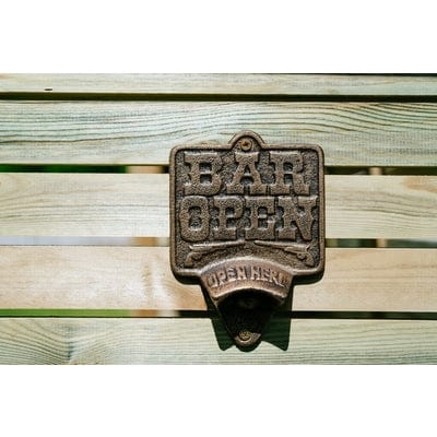 Cast Iron Wall Mounted Bottle Opener 'BAR OPEN' - The Garden Village