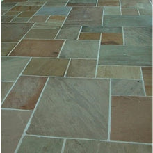 Load image into Gallery viewer, Traditional Raj Green Sandstone Paving Pack (19.50m2 - 66 Slabs / Mixed Pack) - Paveworld
