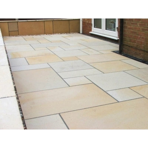 Chivas Mint Fossil Sandstone Paving Pack (19.50m2 - 66 Slabs / Mixed Pack) - Paveworld