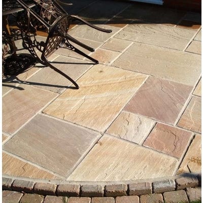 Traditional Rippon Buff Sandstone Paving Pack (19.50m2 - 66 Slabs / Mixed Pack) - Paveworld