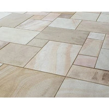 Load image into Gallery viewer, Misty Rippon Buff Sandstone Paving Pack (19.50m2 - 66 Slabs / Mixed Pack) - Paveworld
