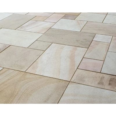 Misty Rippon Buff Sandstone Paving Pack (19.50m2 - 66 Slabs / Mixed Pack) - Paveworld
