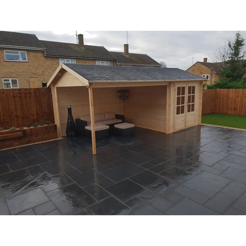 Traditional Black Limestone Paving Pack (19.50m2 - 66 Slabs / Mixed Pack) - Paveworld