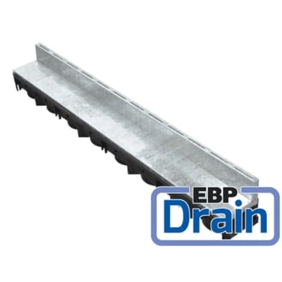 EBP-Domestic Drainage Channel w/Pave Slot Galvanised Steel Grating x 1m - EBP Building Products