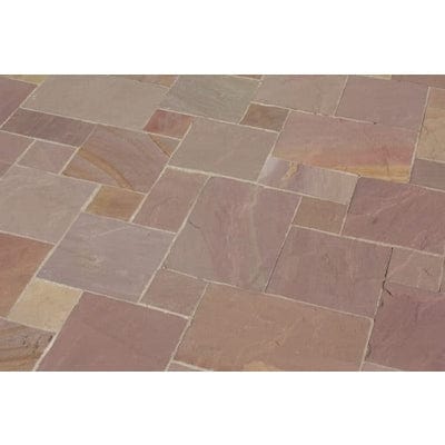 Traditional Autumn Brown Sandstone Paving Pack (19.50m2 - 66 Slabs / Mixed Pack) - Paveworld