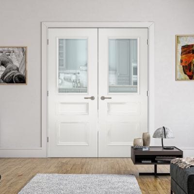 Windsor White Primed Bevelled Glaze Internal Door - All Sizes - Deanta