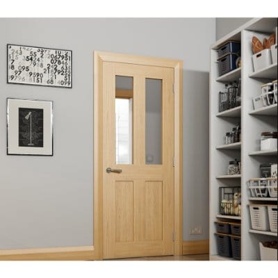 Deanta Eton Unfinished Oak Glazed Internal Door - All Sizes - Deanta